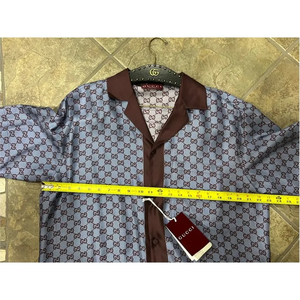 Men's Gucci 100% silk bowling shirt size 50/large US made in Italy